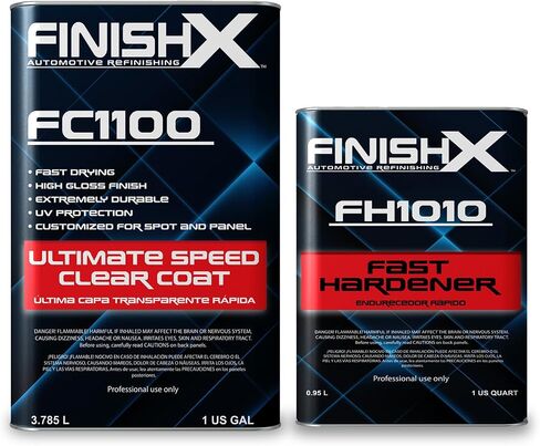 FinishX Automotive Refinishing Ultimate Speed Clear Coat (FC1100-1 Gallon) 4:1 Kit with Medium Activator/Hardener (FH1020-1 quart), High-Gloss Finish, Super Fast Drying, Customized for Spot and Panel in Saudi Arabia