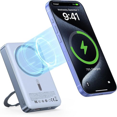 ORICO Kada Magsafe Portable Charger 10000mAh, Wireless Power Bank with 360° Rotatable Stand USB A and Typle-C in & Out Magnetic Battery Pack, 22.5W PD Fast Charging for iPhone 17/16/15 Series - KD10S in Saudi Arabia