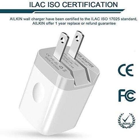 3 عبوات مكعبات شحن سريعة، كتلة شاحن بمنفذ مزدوج قابلة للطي، محول طاقة قابس USB سريع من AILKIN، قاعدة صندوق قابلة للطي لهاتف iPhone 17 Air/16 Pro/16 Plus/16 Pro Max/15/XR/XS Max Samsung Galaxy LG Pixel in Kuwait
