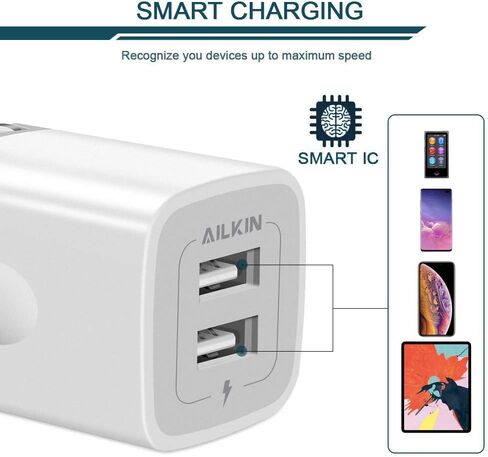 3 عبوات مكعبات شحن سريعة، كتلة شاحن بمنفذ مزدوج قابلة للطي، محول طاقة قابس USB سريع من AILKIN، قاعدة صندوق قابلة للطي لهاتف iPhone 17 Air/16 Pro/16 Plus/16 Pro Max/15/XR/XS Max Samsung Galaxy LG Pixel in Kuwait