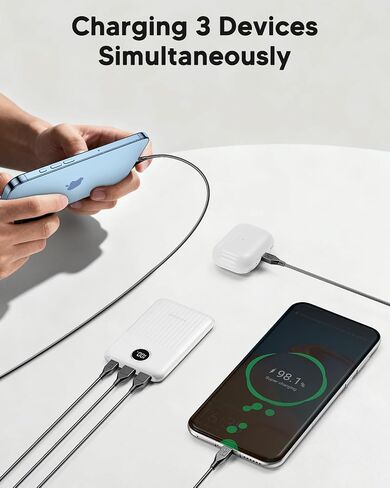 Portable Charger,Ultra Slim 10000mAh 22.5W Power Bank,USB C in/Output Fast Charging Mini Battery Pack Compatible with iPhone 16 15 14 Samsung S23 S22 S21 Google iPad etc (White) in Saudi Arabia