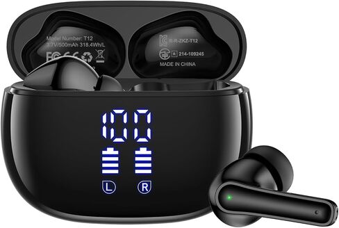 Wireless Earbuds, 40H Long Battery Life with LED Display, Bluetooth 5.3, USB-C Fast Charge, IPX7, Lightweight Earphones with Mic in Saudi Arabia
