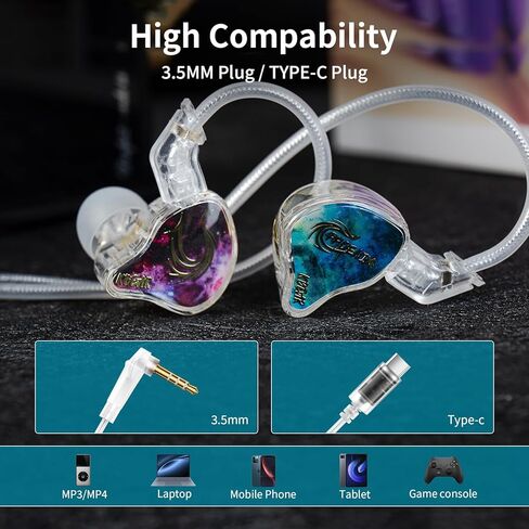 شاشات KBEAR Phoenix داخل الأذن غير قابلة للفصل، سماعات أذن سلكية للألعاب مقاس 10 مم DD+PET IEMs، قطعة واحدة في سماعات الأذن سماعات أذن ستيريو واضحة للصوت للمغنين والموسيقيين عشاق الموسيقى in Kuwait