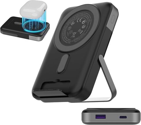 NOBIS for Magsafe Battery Pack 10000mAh, Dual-Foldable Wireless Magnetic Power Bank with LED Display Magnetic Portable Charger 22.5W PD Fast Charging Type C in&Out for Phone 16 S25 in Kuwait