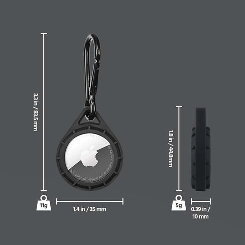 بيليكان - واقي - حلقة مشبك وحامل ملصق لعلامات Apple AirTags، يتضمن حلقتين مشبكتين مع حلقة تسلق و2 حامل ملصقات - أسود in Saudi Arabia