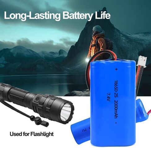 Lithium-Ion Battery Pack 7.4V 2000mAh Replacement Rechargeable Battery with XH2.54 Plug for DIY Electronics Products, Fishing Lights, Doorbell, Radio, Speakers,3 pcs in Saudi Arabia