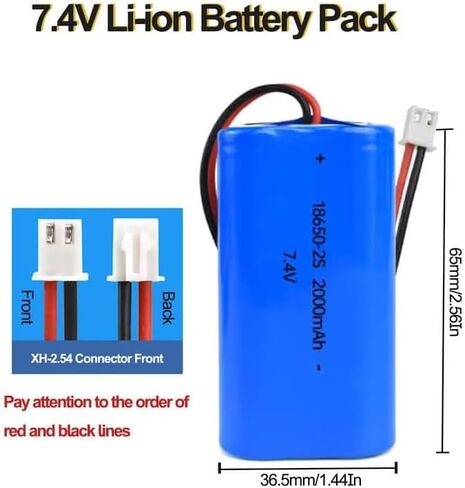 Lithium-Ion Battery Pack 7.4V 2000mAh Replacement Rechargeable Battery with XH2.54 Plug for DIY Electronics Products, Fishing Lights, Doorbell, Radio, Speakers,3 pcs in Saudi Arabia