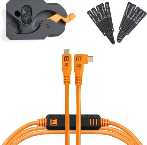 أدوات Tether، حماية منفذ لوحة الكاميرا TetherGuard LeverLock وTetherPro Optima 10G USB-C عالي السرعة 15 قدم (4.6 متر)، زاوية مستقيمة إلى اليمين، كابل ربط أسود غير عاكس in Saudi Arabia