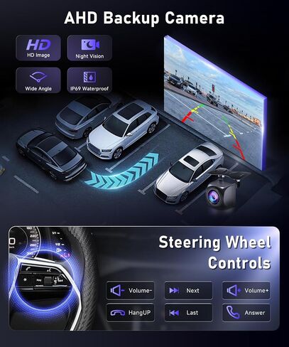 4G+64G Car Radio Stereo for VW Jetta Tiguan Golf Passat MK5 MK6 Seat, 7inch IPS Touch Screen/USB Type-C/Android 15/Wireless CarPlay/Android Auto/DSP/GPS/WiFi/5.0Bluetooth/FM/SWC/AHD Backup Camera in Saudi Arabia