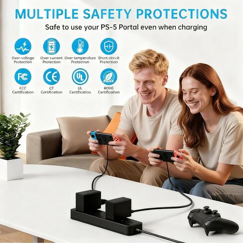 شاحن لجهاز PS Portal Remote Player، شاحن الطاقة، محول تيار متردد، شحن سريع للسفر، متوافق مع PS-5، Xbox Series X، وحدة تحكم Switch Pro، محول شاحن حائط محمول وسريع الشحن in Saudi Arabia