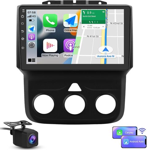 [8Core 64GB] Android Car Stereo for Dodge RAM 1500 2500 3500 2013 2014 2015 2016 2017 2018, 9-inch Touch Screen Radio Replacement with CarPlay Android Auto - Manual AC in Saudi Arabia