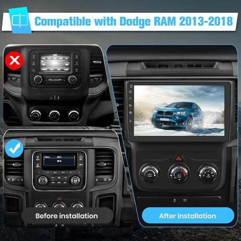 [8Core 64GB] Android Car Stereo for Dodge RAM 1500 2500 3500 2013 2014 2015 2016 2017 2018, 9-inch Touch Screen Radio Replacement with CarPlay Android Auto - Manual AC in Saudi Arabia