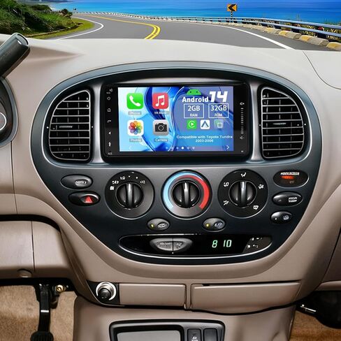 Android 14 Double Din Car Stereo Upgrade Radio for Toyota Tundra 2003-2006, 2G+32G 7" Touchscreen Wireless Carplay Android Auto GPS WiFi Bluetooth RDS DSP SWC Mirrorlink Mic Backup Camera in Saudi Arabia