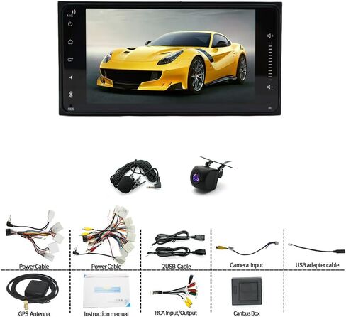 Android 14 Double Din Car Stereo Upgrade Radio for Toyota Tundra 2003-2006, 2G+32G 7" Touchscreen Wireless Carplay Android Auto GPS WiFi Bluetooth RDS DSP SWC Mirrorlink Mic Backup Camera in Saudi Arabia