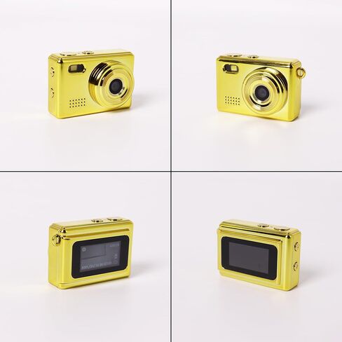 Mini Thumb Digital Camera Toy - 1.77×1.5in 16GB, Photo/Video/Flash, Type-C Charge & PC/Mobile Data Transfer Gift Packaging (Gold) in Saudi Arabia