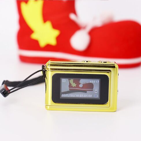 Mini Thumb Digital Camera Toy - 1.77×1.5in 16GB, Photo/Video/Flash, Type-C Charge & PC/Mobile Data Transfer Gift Packaging (Gold) in Saudi Arabia