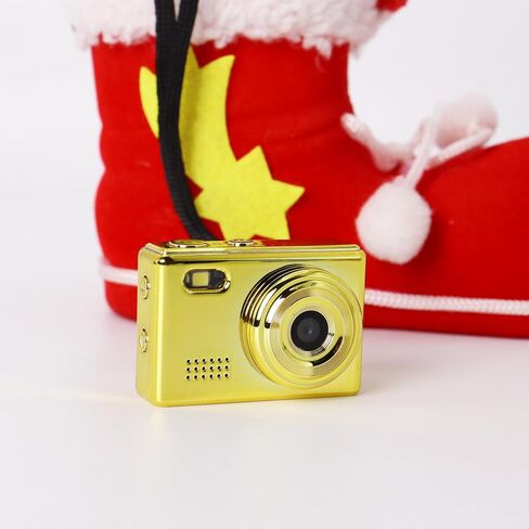 Mini Thumb Digital Camera Toy - 1.77×1.5in 16GB, Photo/Video/Flash, Type-C Charge & PC/Mobile Data Transfer Gift Packaging (Gold) in Saudi Arabia