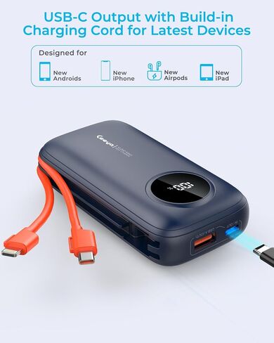 5V/3A Heated Vest Battery Pack with Built in Cables 10000mAh Portable Charger Power Bank Travel Essentials USB C in&Out High-Speed Charging Battery Charger for iPhone16/15/14, Sunsang,Android,etc in Saudi Arabia