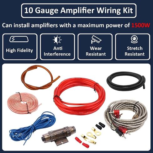 10 قياس سيارة مكبر للصوت مجموعة الأسلاك 1500W السيارات الصوت أمبير تثبيت مجموعة الأسلاك 10GA السيارات مضخم صوت ستيريو تركيب كابل مجموعة RCA موصل كابلات الطاقة أسلاك مكبر الصوت كتلة الصمامات in Kuwait
