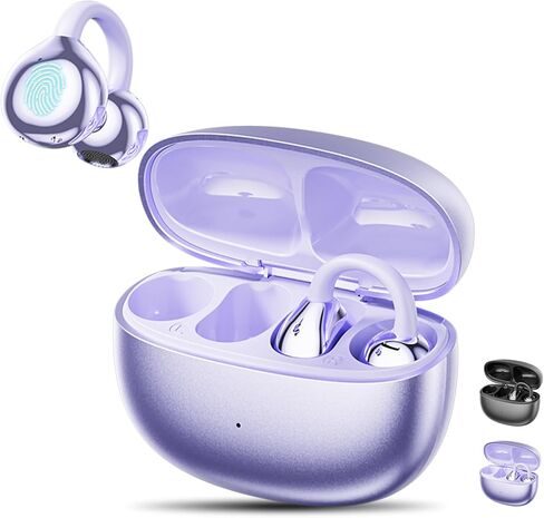 مشبك على سماعات الأذن، سماعات أذن مفتوحة لاسلكية بلوتوث 5.4، سماعات أذن مفتوحة خفيفة الوزن مع ميكروفون بطارية 59 ساعة، مقاومة للماء، للرياضة والجري والأذنين الصغيرة ومرتدي النظارات، والتدريبات in Kuwait