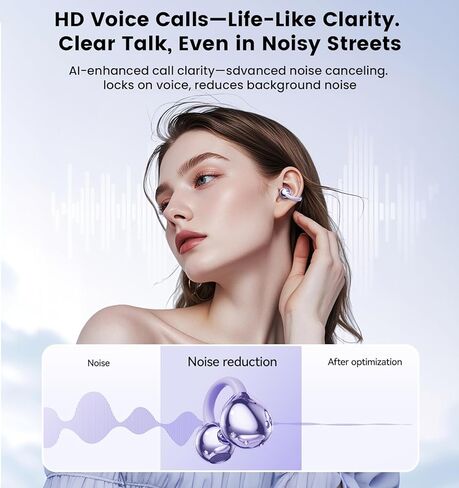 مشبك على سماعات الأذن، سماعات أذن مفتوحة لاسلكية بلوتوث 5.4، سماعات أذن مفتوحة خفيفة الوزن مع ميكروفون بطارية 59 ساعة، مقاومة للماء، للرياضة والجري والأذنين الصغيرة ومرتدي النظارات، والتدريبات in Kuwait
