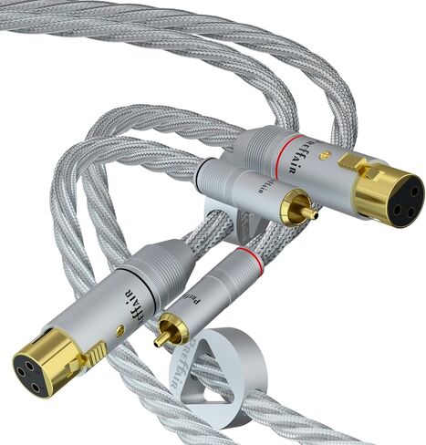 Preffair 1 زوج/2 قطعة OCC مطلية بالفضة XLR أنثى إلى RCA ذكر كابلات مع قابس مطلي بالذهب HiFi سلك توصيل ستيريو للديكور، الخلاط، القرص الدوار، AMP، DAC (X463-XR1821F-R1789، 1M/3.3FT) in Kuwait