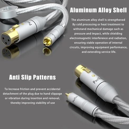 Preffair 1 زوج/2 قطعة OCC مطلية بالفضة XLR أنثى إلى RCA ذكر كابلات مع قابس مطلي بالذهب HiFi سلك توصيل ستيريو للديكور، الخلاط، القرص الدوار، AMP، DAC (X463-XR1821F-R1789، 1M/3.3FT) in Kuwait