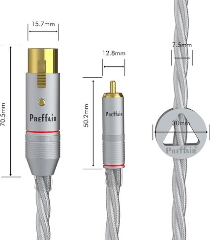 Preffair 1 زوج/2 قطعة OCC مطلية بالفضة XLR أنثى إلى RCA ذكر كابلات مع قابس مطلي بالذهب HiFi سلك توصيل ستيريو للديكور، الخلاط، القرص الدوار، AMP، DAC (X463-XR1821F-R1789، 1M/3.3FT) in Kuwait
