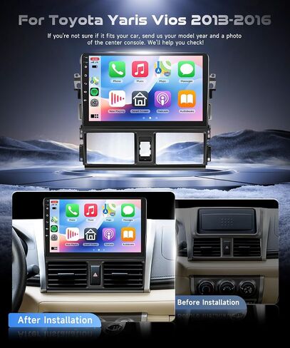 4G+64G Android 15 Car Stereo for Toyota Yaris Vios 2013-2016 with Wireless Carplay Android Auto, 10.1 Inch 1280 * 720 Touch Screen GPS/WiFi/Bluetooth 5.0/ FM/32EQ/ SWC/Backup Camera in Saudi Arabia