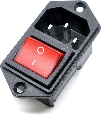 Oiyagai 4pcs IEC320 C14 مدخل مقبس الطاقة مع مفتاح الروك، AC 250V 10A ذكر موصل لوحة جبل لمكبر الصوت، وإمدادات الطاقة، والإلكترونيات DIY (الأحمر) in Saudi Arabia