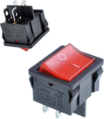 Oiyagai 4pcs IEC320 C14 مدخل مقبس الطاقة مع مفتاح الروك، AC 250V 10A ذكر موصل لوحة جبل لمكبر الصوت، وإمدادات الطاقة، والإلكترونيات DIY (الأحمر) in Saudi Arabia