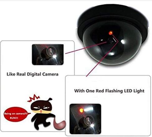 Fake Security Camera with Blinking Red Light, Dummy CCTV Dome - Burglar Deterrent, 4.5" L x 4.5" W x 3" H Black in Saudi Arabia
