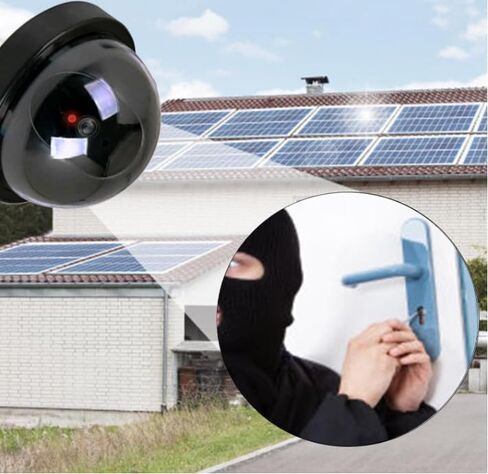 Fake Security Camera with Blinking Red Light, Dummy CCTV Dome - Burglar Deterrent, 4.5" L x 4.5" W x 3" H Black in Saudi Arabia