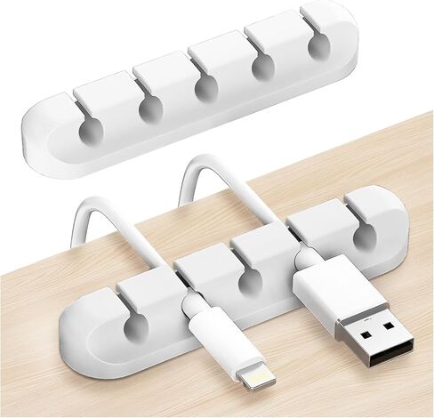 2 Packs Cable Clips, Cable Organizers for Cords, Cable Holder,Cord Organizer, Cord Holder for Desk,Car,Home and Office (5 Slots)，White in Saudi Arabia