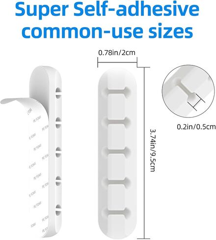 2 Packs Cable Clips, Cable Organizers for Cords, Cable Holder,Cord Organizer, Cord Holder for Desk,Car,Home and Office (5 Slots)，White in Saudi Arabia