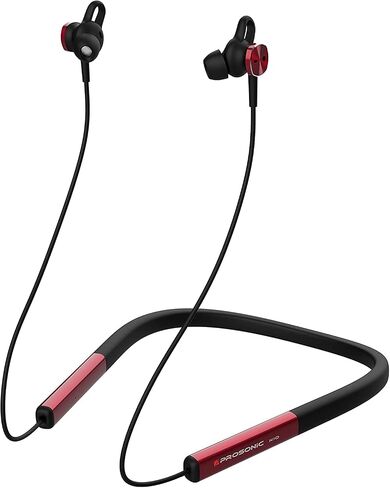 Prosonic Wireless Neckband Headphones with 12mm Drivers, 12 Hours Playtime, HD Stereo, Crystal Clear Sound, IPX5 Waterproof, Sporty and Ergonomic Neck Hanging Design (Black Burgundy) in Saudi Arabia