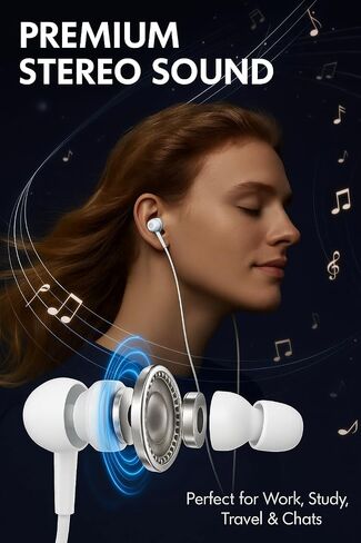 Wired Earbuds with Microphone, in-Ear Headphones Wired with 3.5mm Jack, Noise Isolating Stereo Earphones for Smartphones, Tablets, Laptops, MP3 Players in Saudi Arabia