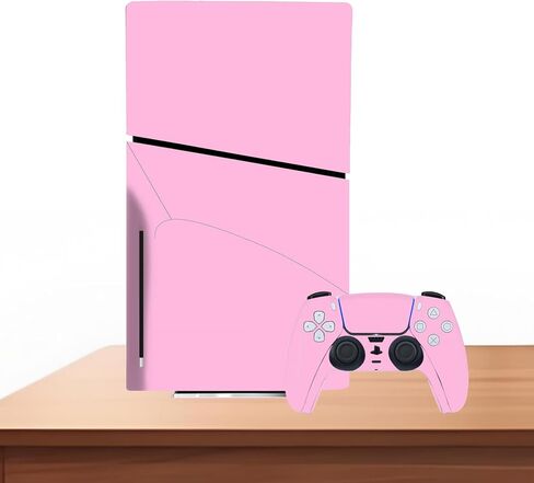 ملصق جلدي متوافق مع وحدة تحكم القرص النحيف PS5، غطاء حماية من الفينيل لوحدة التحكم اللاسلكية (وردي) in Saudi Arabia