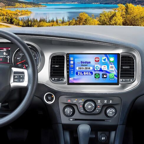 2G+64G Android 15 ستيريو سيارة لدودج تشارجر 2011 2012 2013 2014 شاشة لمس 9 بوصة مع CarPlay لاسلكي Android Auto Mirror Link 26UI Bluetooth FM GPS Navigation WiFi SWC كاميرا احتياطية in Saudi Arabia