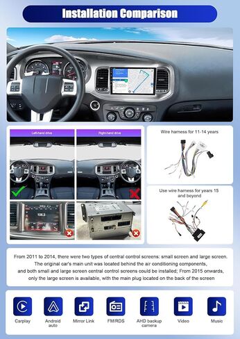 2G+64G Android 15 ستيريو سيارة لدودج تشارجر 2011 2012 2013 2014 شاشة لمس 9 بوصة مع CarPlay لاسلكي Android Auto Mirror Link 26UI Bluetooth FM GPS Navigation WiFi SWC كاميرا احتياطية in Saudi Arabia