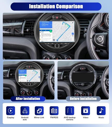 [4G+64G] Android 15 Car Radio for BMW Mini Cooper F55 2014-2019 with Carplay Android Auto 9 Inch Touch Screen Bluetooth FM RDS 32EQ/WiFi/GPS Navigation/AI DSP/SWC+AHD Backup Camera in Saudi Arabia