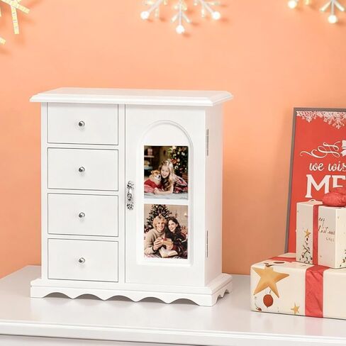 Bonnlo المجوهرات الحديثة على شكل الماس Armoire ، منظم خزانة مجوهرات قابلة للقفل مع المرآة ، مثبتة على الحائط لإنقاذ الفضاء in Saudi Arabia