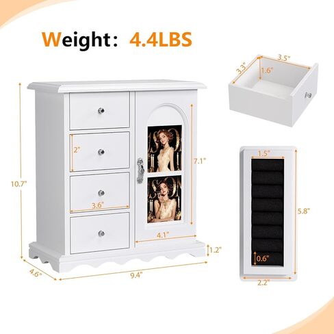 Bonnlo المجوهرات الحديثة على شكل الماس Armoire ، منظم خزانة مجوهرات قابلة للقفل مع المرآة ، مثبتة على الحائط لإنقاذ الفضاء in Saudi Arabia