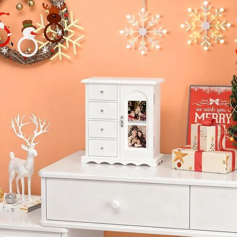 Bonnlo المجوهرات الحديثة على شكل الماس Armoire ، منظم خزانة مجوهرات قابلة للقفل مع المرآة ، مثبتة على الحائط لإنقاذ الفضاء in Saudi Arabia