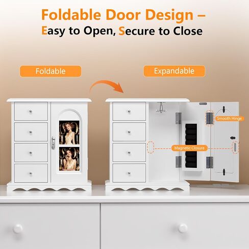 Bonnlo المجوهرات الحديثة على شكل الماس Armoire ، منظم خزانة مجوهرات قابلة للقفل مع المرآة ، مثبتة على الحائط لإنقاذ الفضاء in Saudi Arabia