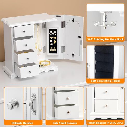Bonnlo المجوهرات الحديثة على شكل الماس Armoire ، منظم خزانة مجوهرات قابلة للقفل مع المرآة ، مثبتة على الحائط لإنقاذ الفضاء in Saudi Arabia
