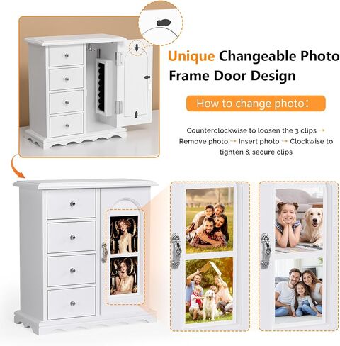 Bonnlo المجوهرات الحديثة على شكل الماس Armoire ، منظم خزانة مجوهرات قابلة للقفل مع المرآة ، مثبتة على الحائط لإنقاذ الفضاء in Saudi Arabia