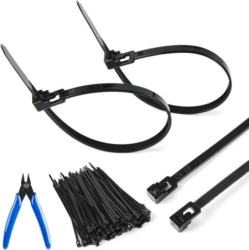 ربطات عنق بسحاب قابلة لإعادة الاستخدام مقاس 8 بوصات 100 حزمة، أربطة كابل قابلة للتحرير وقابلة للتعديل بقوة شد 50 رطل، أربطة نايلون ذاتية القفل للمنزل والمكتب والحديقة وورش العمل والاستخدام الصناعي in Kuwait