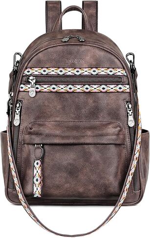 FADEON Small Backpack Purse for Women Designer PU Leather Roomly Mini Backpacks Multi Pocket Fashion Shoulder Backpack in Saudi Arabia