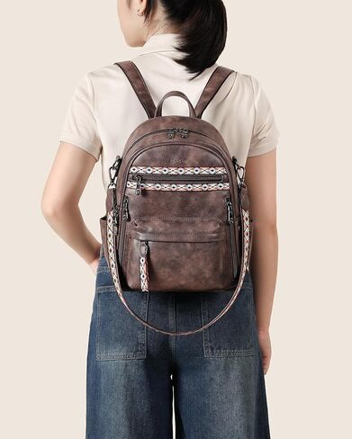 FADEON Small Backpack Purse for Women Designer PU Leather Roomly Mini Backpacks Multi Pocket Fashion Shoulder Backpack in Saudi Arabia